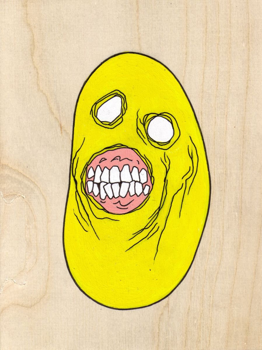 Evil Masked Zombie Pebble (yellow) by Wayne Chisnall