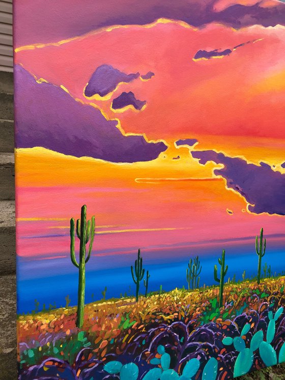 Warm sunset in desert