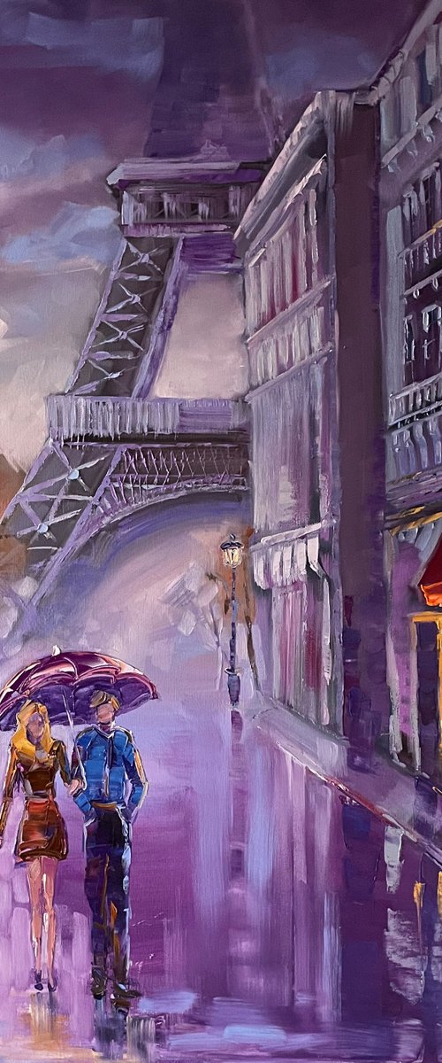 Walking in Paris (90x90cm) by Mary Voloshyna
