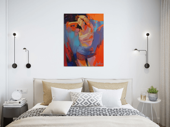 "Relaxation" ORIGINAL PAINTING OIL ON CANVAS HOME DECOR