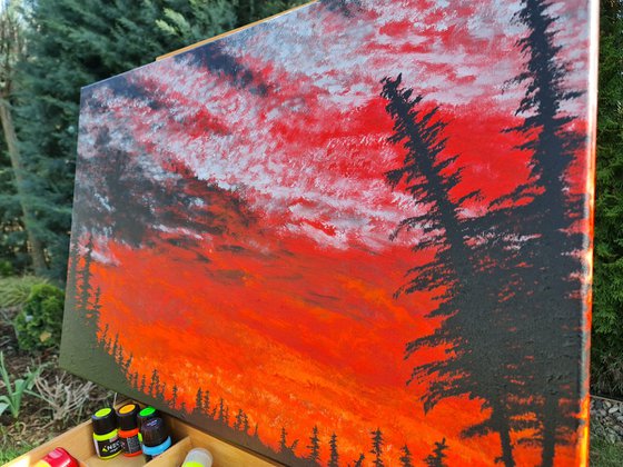 Landscape in red color
