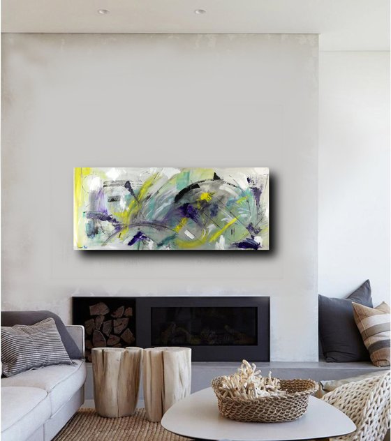 abstract geometric painting -c417- 150x65