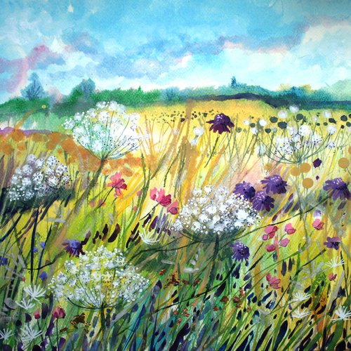 Scabious in the Wild Meadow by Julia  Rigby