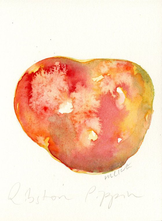 Original Painting Ribston Pippin Apple Watercolour