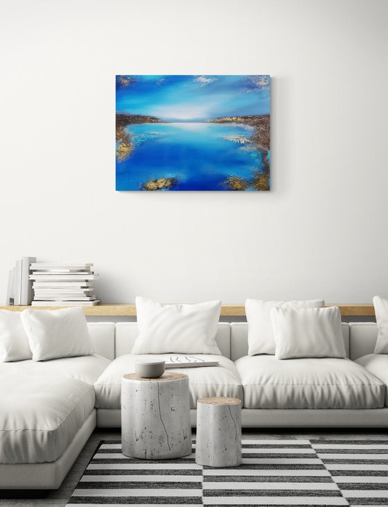 A large original modern semi-abstract seascape painting "Depth of the sea"