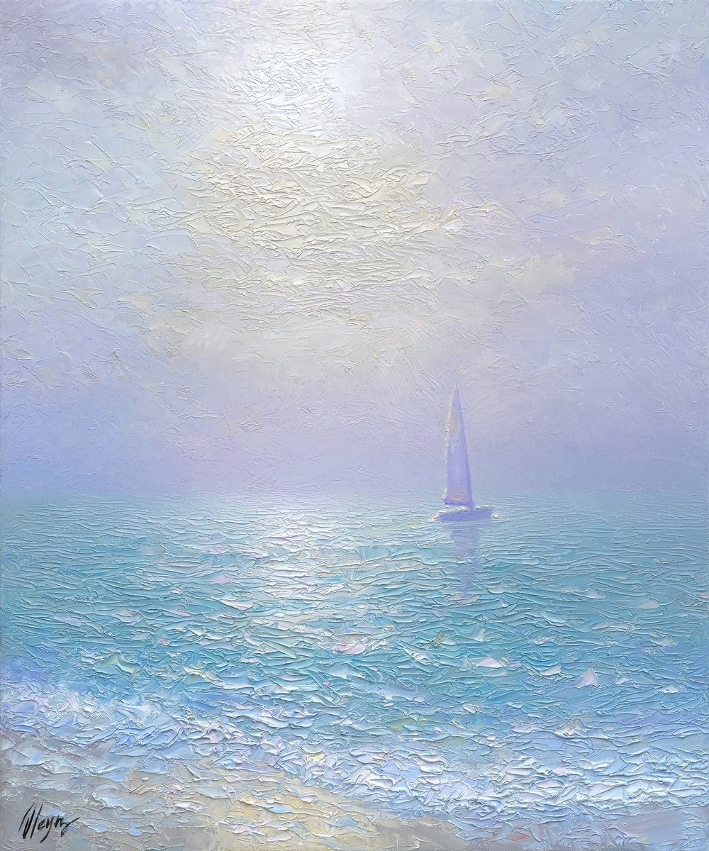 Impressionistic Landscape Oil Painting By Dmitry Oleyn, 20 X 24, Sea, Original Artwork