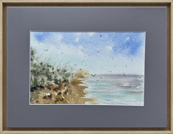 Etude Seascape with seagulls