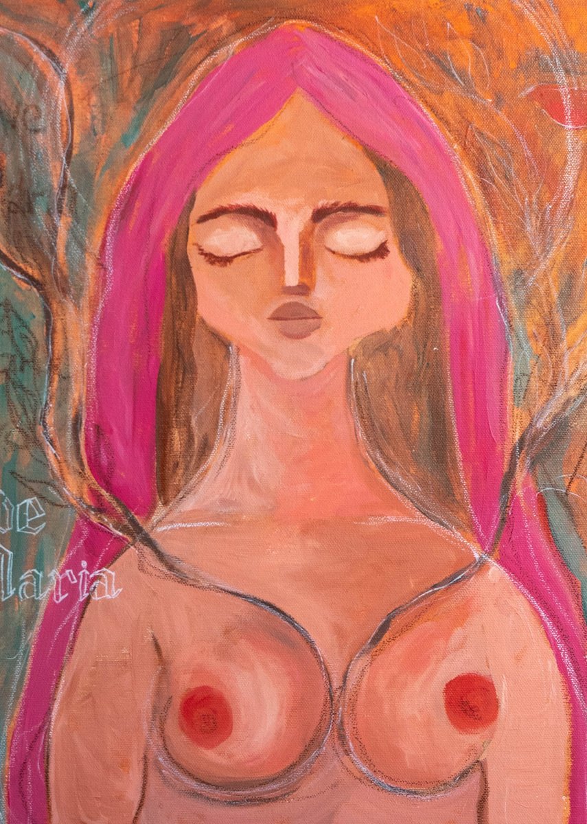 Impressionistic Portrait Oil Painting By Dasha Pogodina, 14 X 19, Ave Maria, Original Artwork