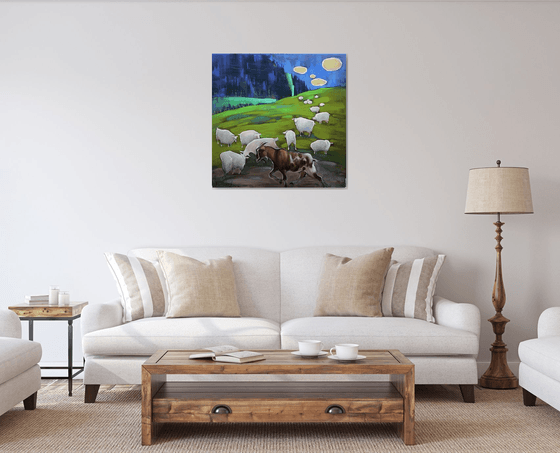 A random passerby. Mountain landscape
