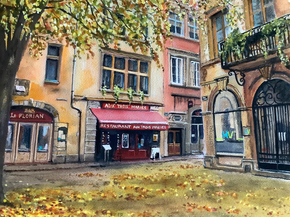 Impressionistic Cityscapes Watercolour By Darren Carey, 15 X 11, Vieux Lyon, France, Original Artwork