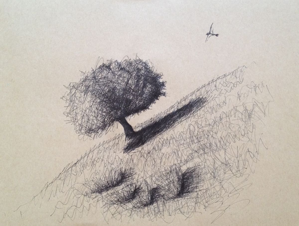 Hillside Tree and Vulture by David Lloyd