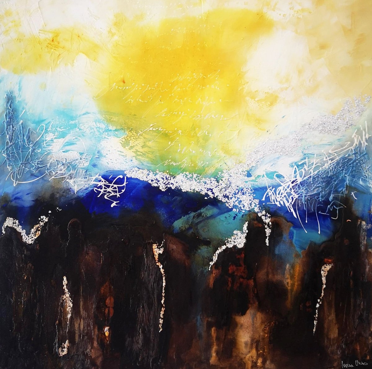 Abstract Painting By Ivana Urso, 24 X 24, Geology Of The Soul, Original Artwork