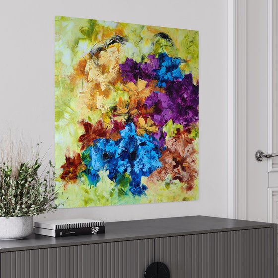 "Euphoria III" from "Colours of Summer" collection, abstract flower painting