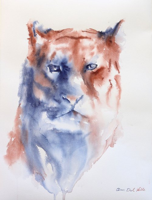 Tiger watercolour large "Into the jungle" by Aimee Del Valle