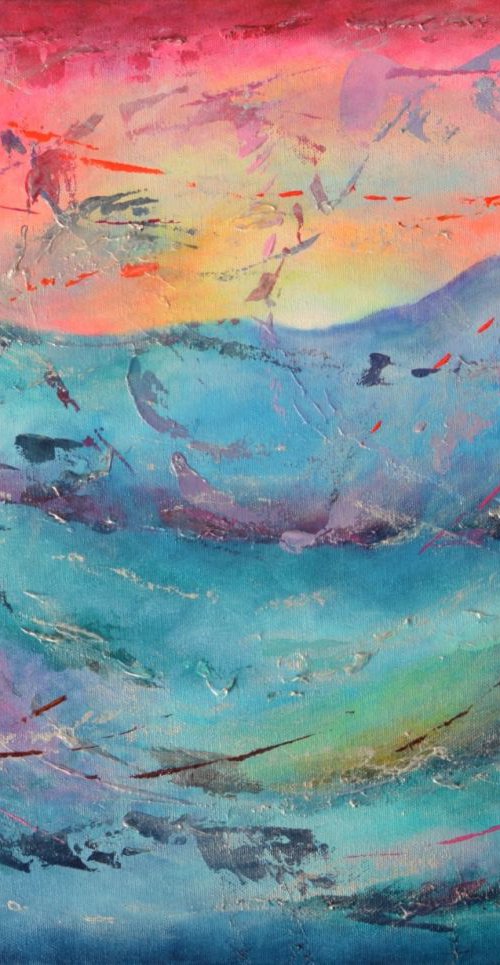 Horizon - silver, blue and pink by Lisa Mann