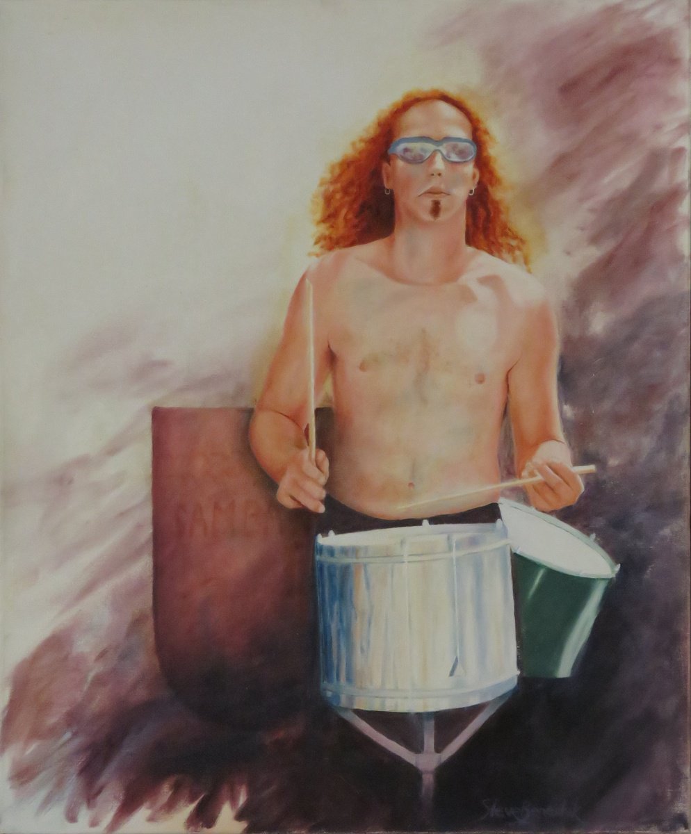 Photorealistic Portrait Oil Painting By Stephen Benedek, 20 X 24", Samba Man, Original Artwork