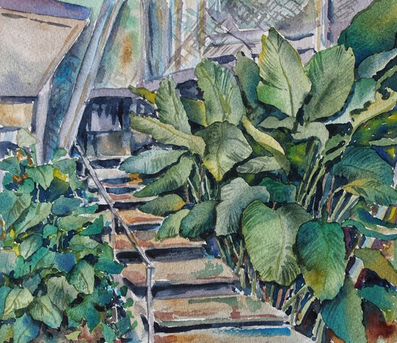 Urban jungle - original watercolor from travel to Malaysia