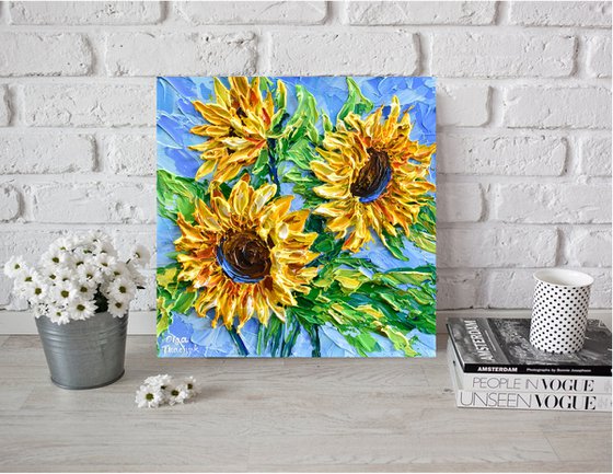 Sunflowers on blue II