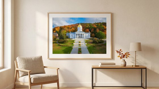 Vermont State House Fall Foliage
