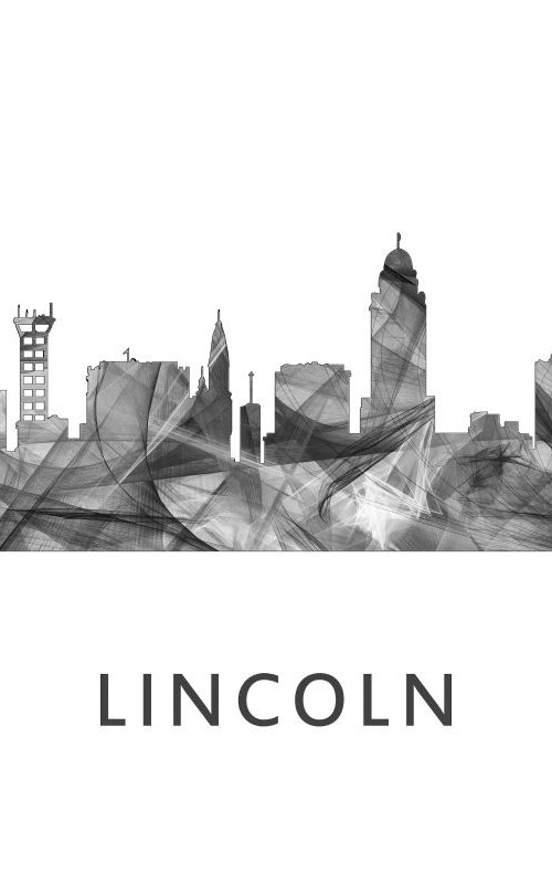 Lincoln Nebraska Skyline WB BW by Marlene Watson