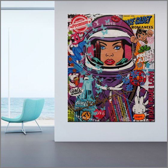 The Purple Cadet 120cm x 150cm Space Cadet Textured Urban Pop Art