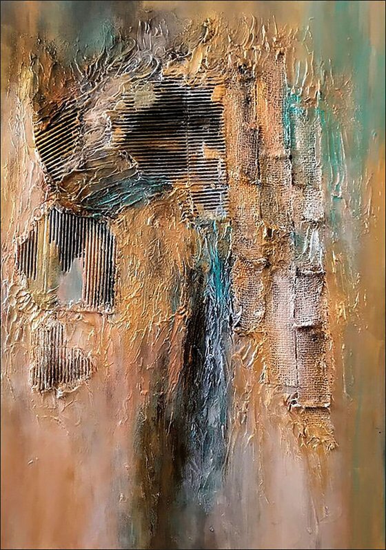 Vintage 70x100cm Abstract Textured Painting