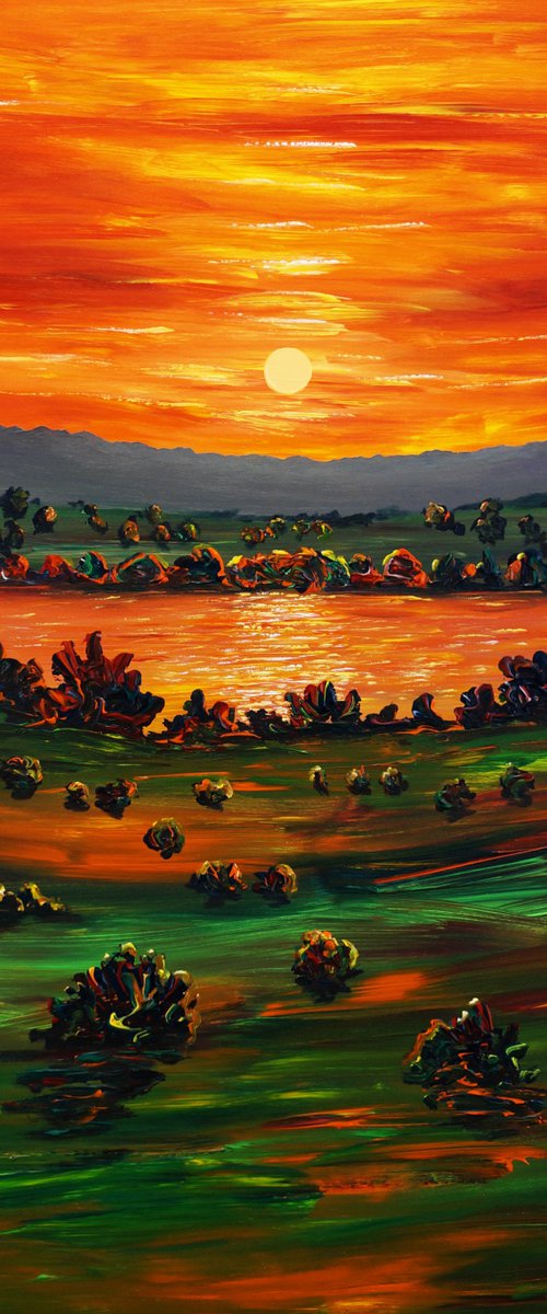 Lake: Evening Sunset M 1 by Peter Nottrott