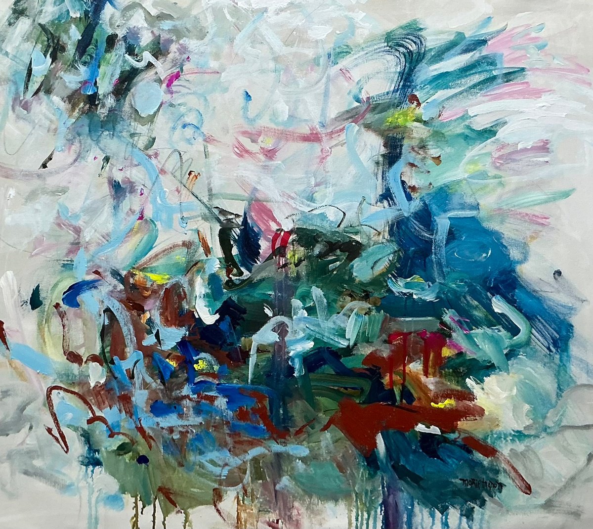 Impressionistic Landscape Acrylic Painting By Marie Manon, 42 X 36", Breathing In The Wilderness, Original Artwork