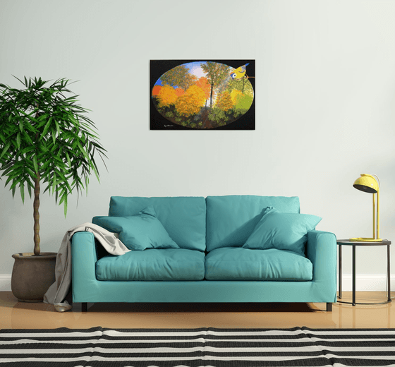 Path to Wisdom - large colorful autumn surreal landscape: home, office gift idea