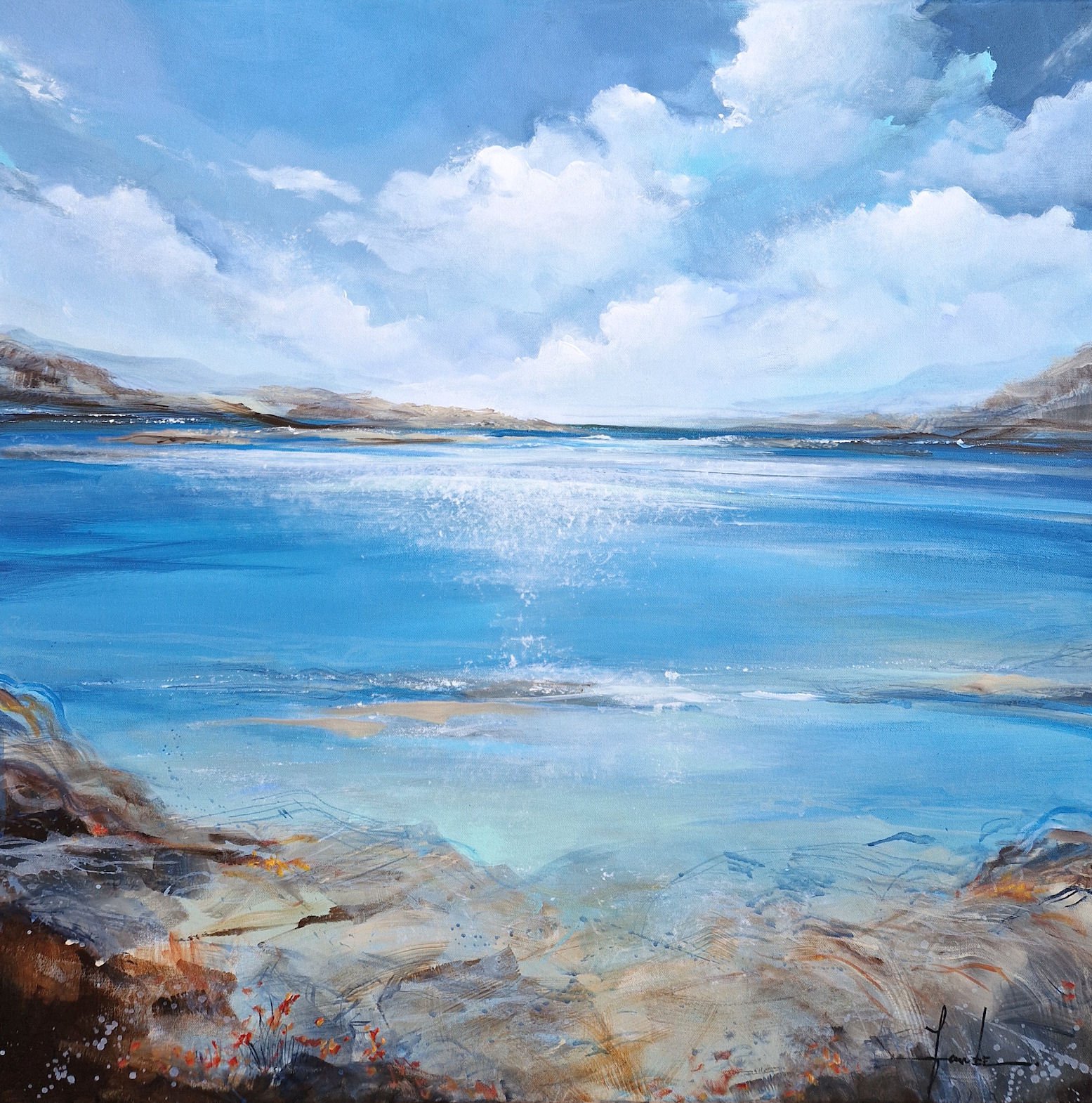 Impressionistic Landscape Acrylic Painting By Irina Laube, 31 X 31, Ocean