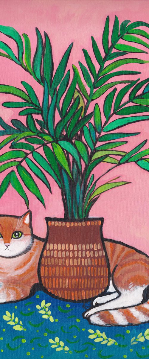 "My cute tiger under the palm tree" by Alexandra Dobreikin