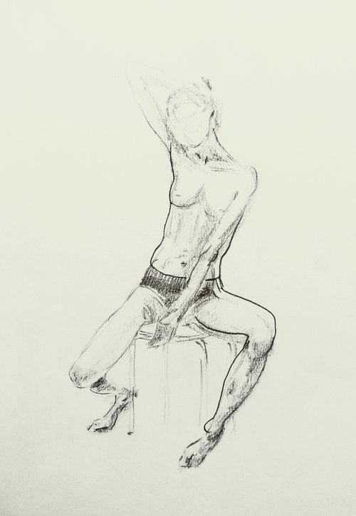 Erotic portrait. Original pencil drawing by Yury Klyan
