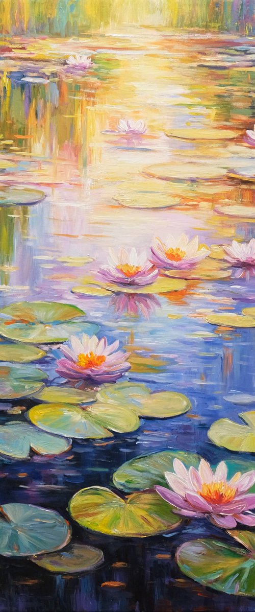Water Lily Pond, A Symphony of Light by Behshad Arjomandi