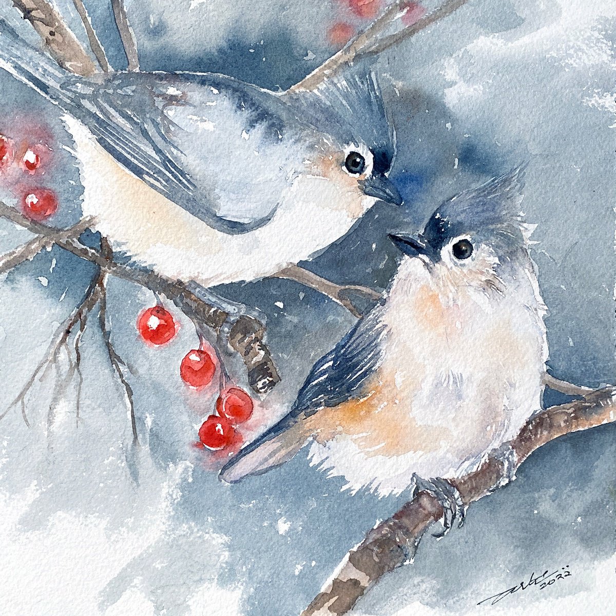 Lunch Hour_ Tufted Titmice by Arti Chauhan