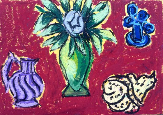 Red Still Life With seashell