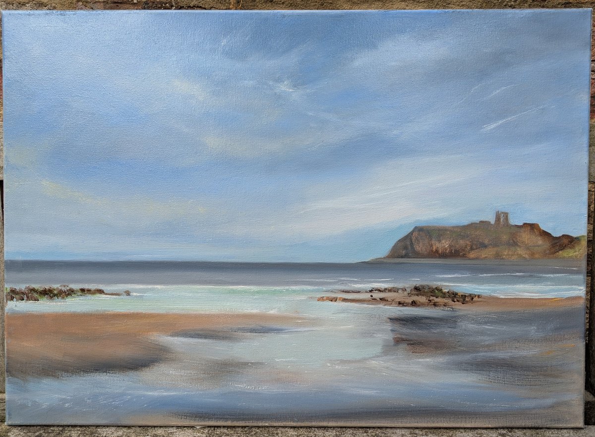 Impressionistic Landscape Oil Painting By Sarah Louise Armstrong, 28 X 20", Scarborough Castle, Original Artwork