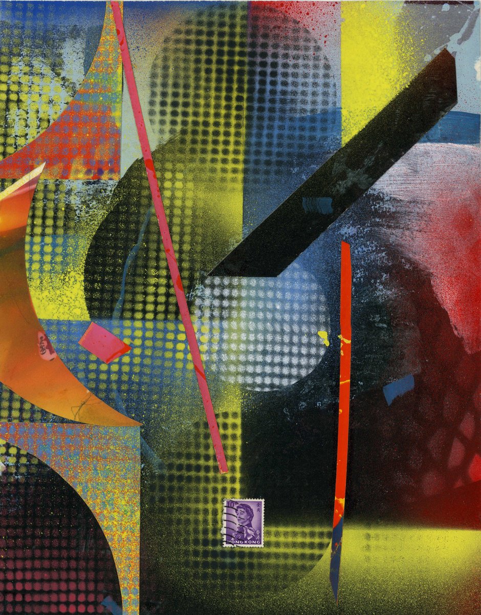 Geometric Abstract Collage By Alfred Ng, 10 X 13, Abstract Collage #29, Original Artwork