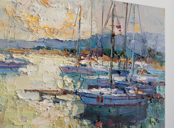 Sailing yachts  Original seascape painting