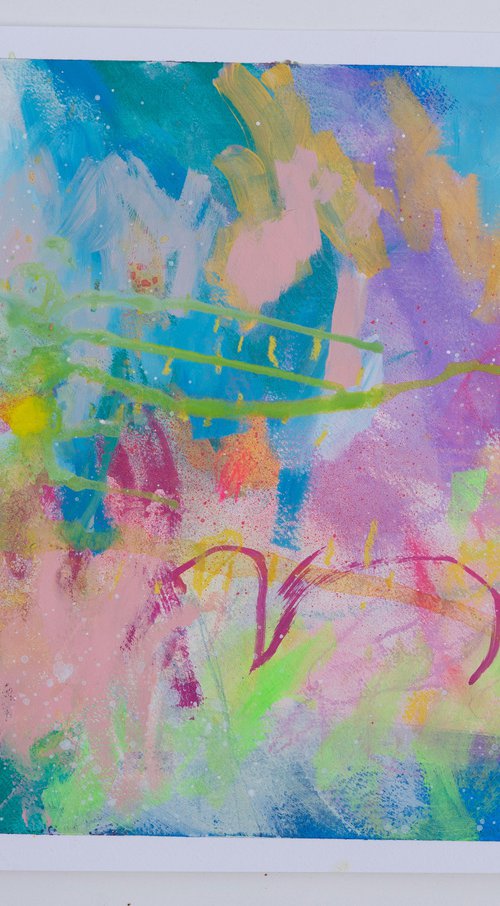 Every Morning You Make Me New 20x14" Intuitive Gestural Abstract Painting on Paper by Kerri McCabe
