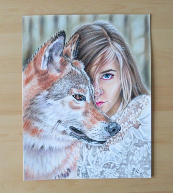 "Girl with wolf"