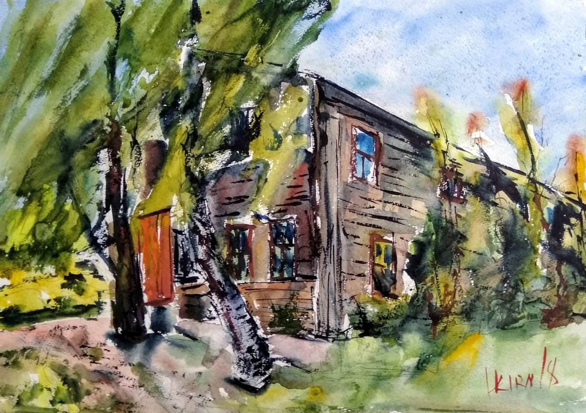 Impressionistic Cityscapes Watercolour By Leonid Kirnus, 16 X 12", In The Shadow, Original Artwork