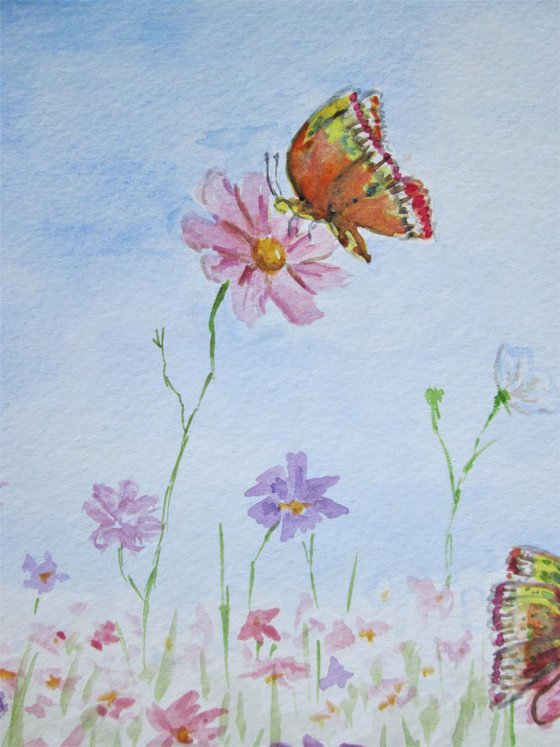 Spring Flower Meadow with butterfly