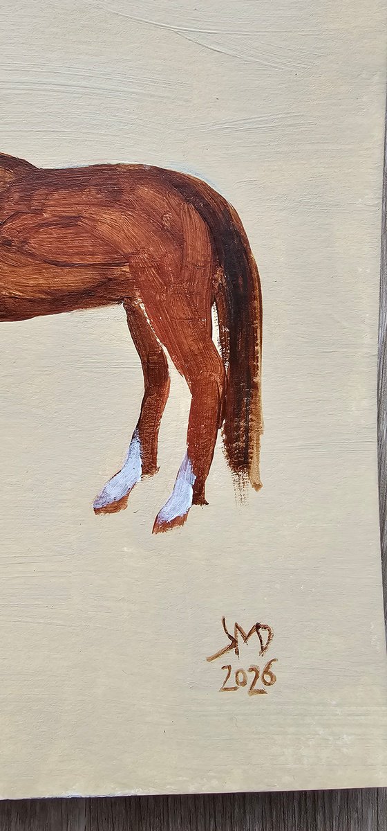 Six chestnut minimalist horses in motion