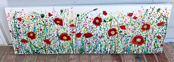 Poppy Field Palette Knife and Splatter Painting