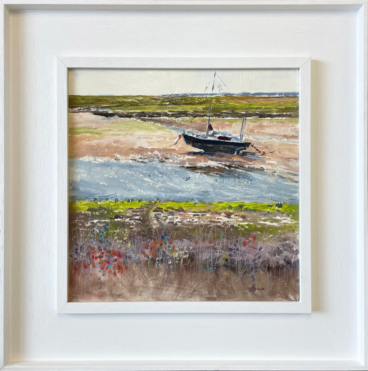 Impressionistic Landscape Oil Painting By Hannah Bruce, 18 X 18, Wells Tidal Ebb And Flow., Original Artwork