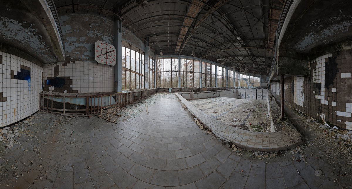 Photorealistic Cityscapes Photograph By Stanislav Vederskyi, 72 X 39", #29. Pripyat Lazurny Pool 1, Original Artwork