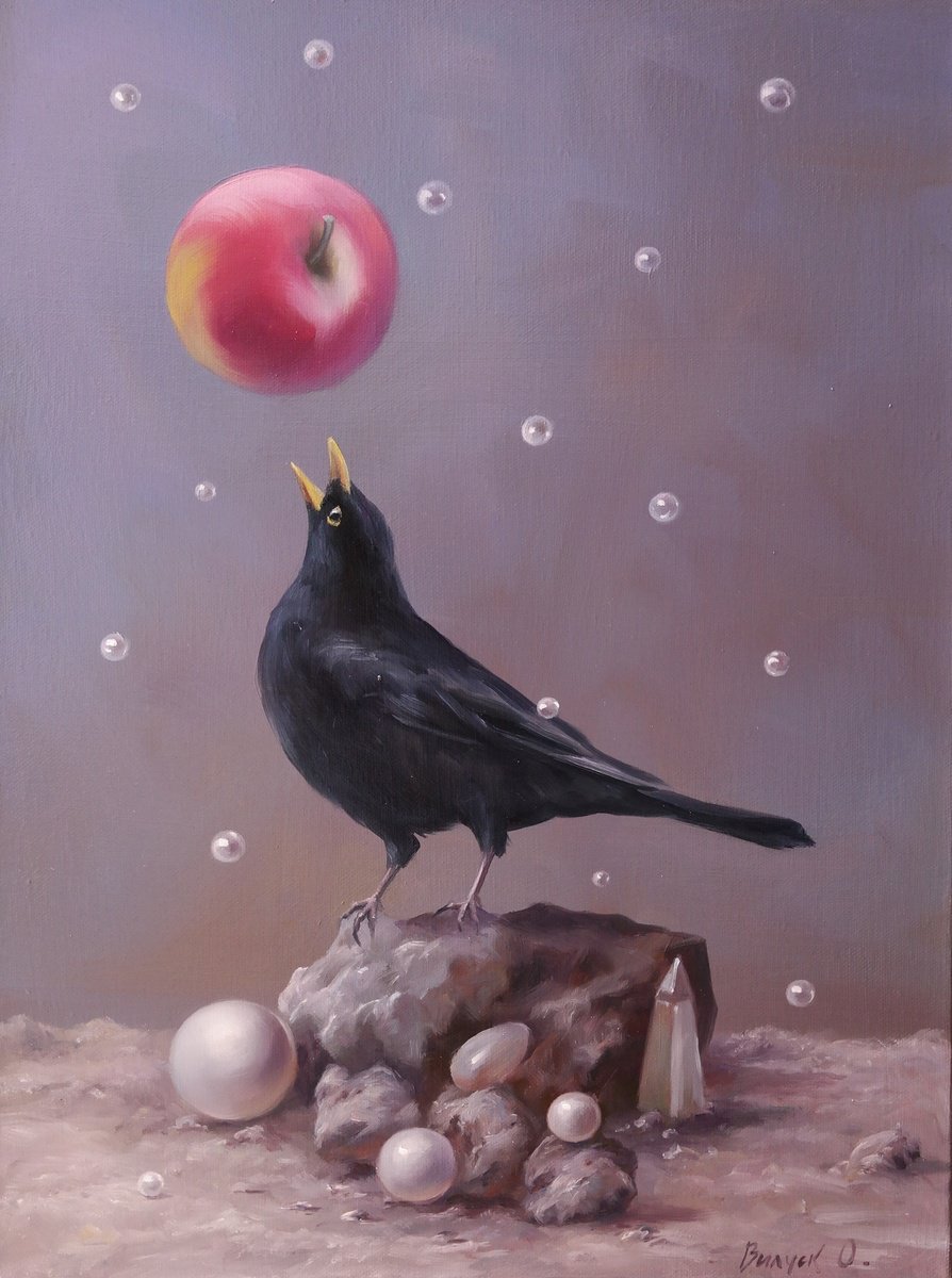 Surrealistic Oil Painting , Gravity Of Desire By Lena Vylusk, 12 X 16, Artwork For Sale On Artfinder