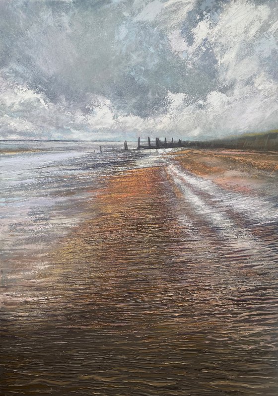 'East Beach Breaker II' Seaside, Seascape Impasto Oil Painting.