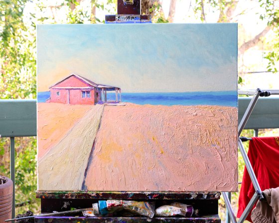 Beach Sand and Pink House