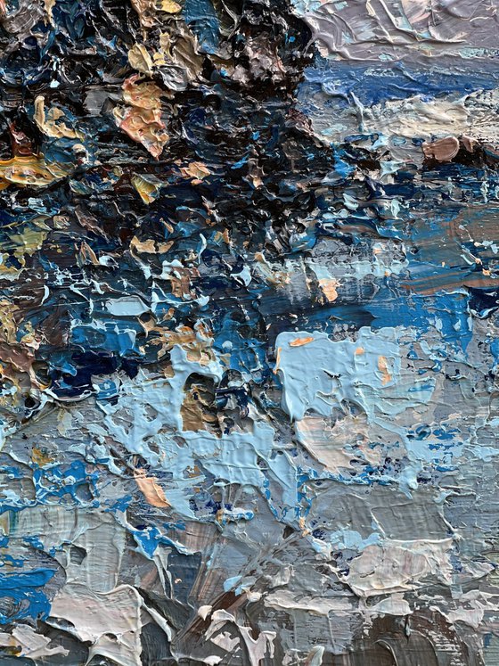 Textured seascape oil painting on canvas